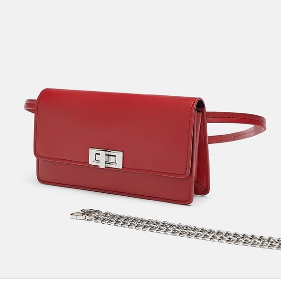 Zara Handbags - Zara Red Convertible Crossbody Belt Bag